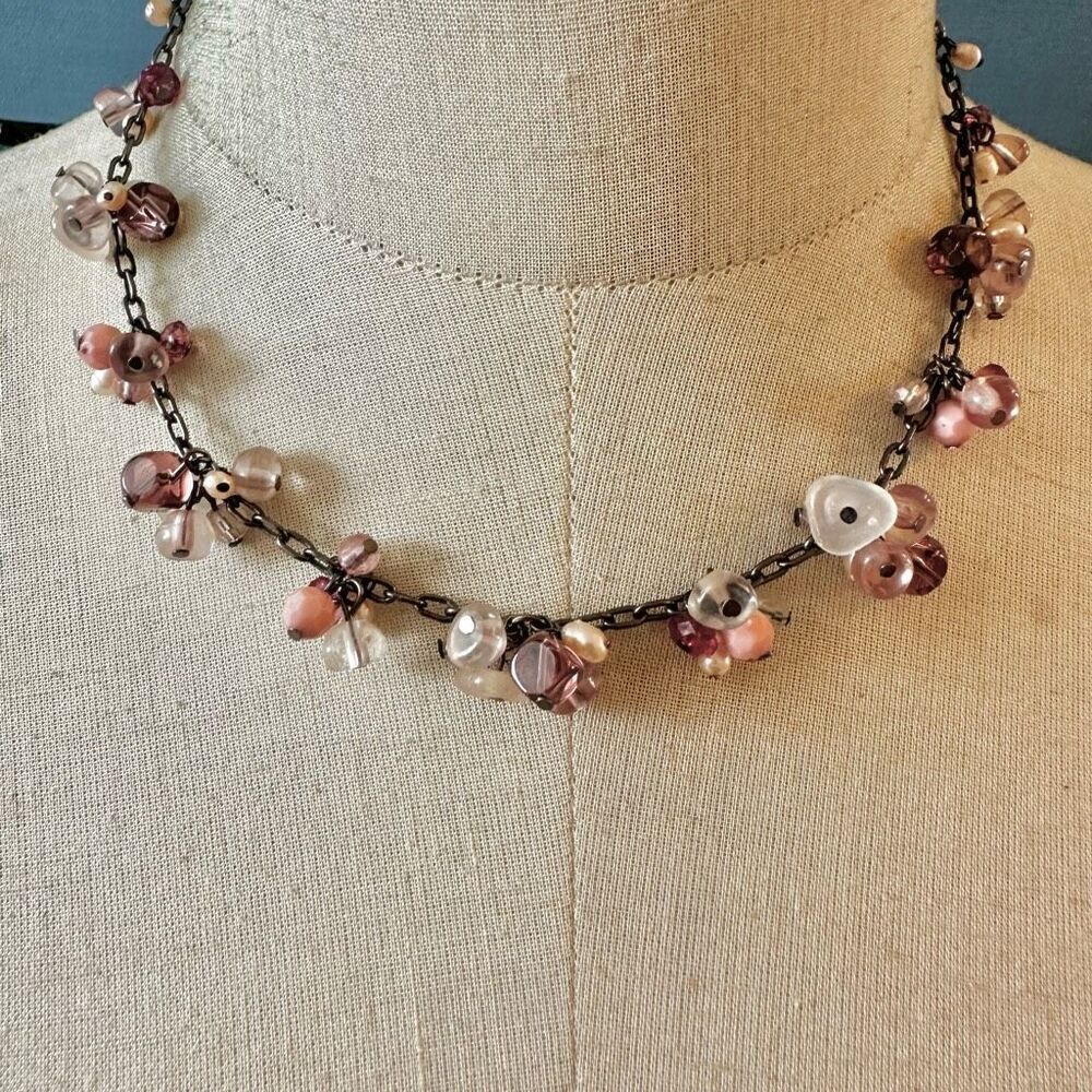 Premier Designs Purple Pink Pearl beaded necklace